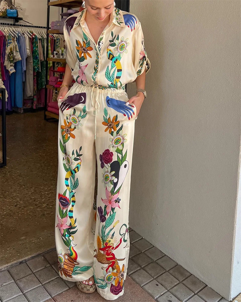 Conjunto Caroline de Cetim Estampado