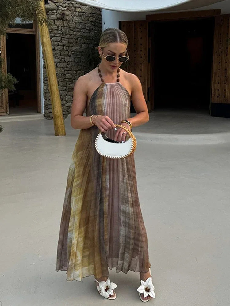 Vestido Longo Aurélie Plissado
