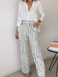 Moda vintage Marien camisa branca e calças soltas