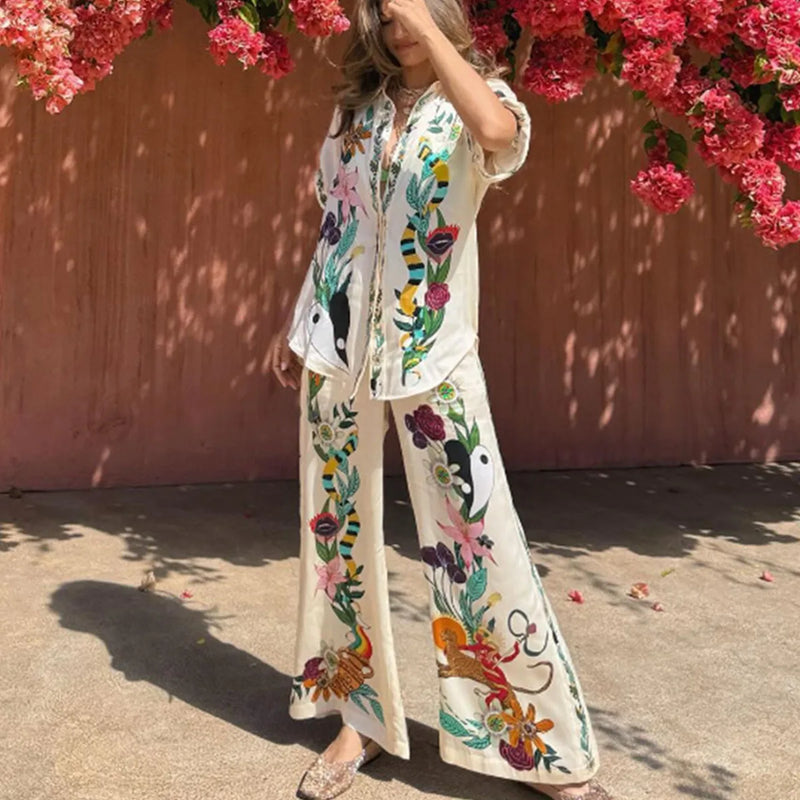 Conjunto Caroline de Cetim Estampado