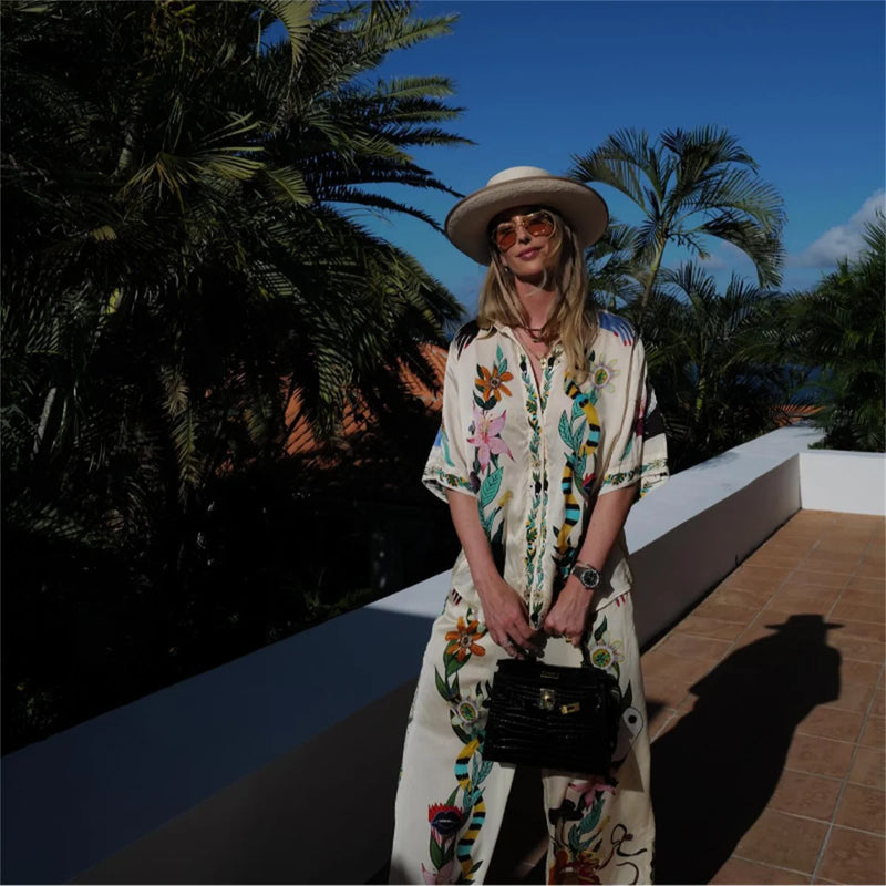Conjunto Caroline  de Cetim Estampado
